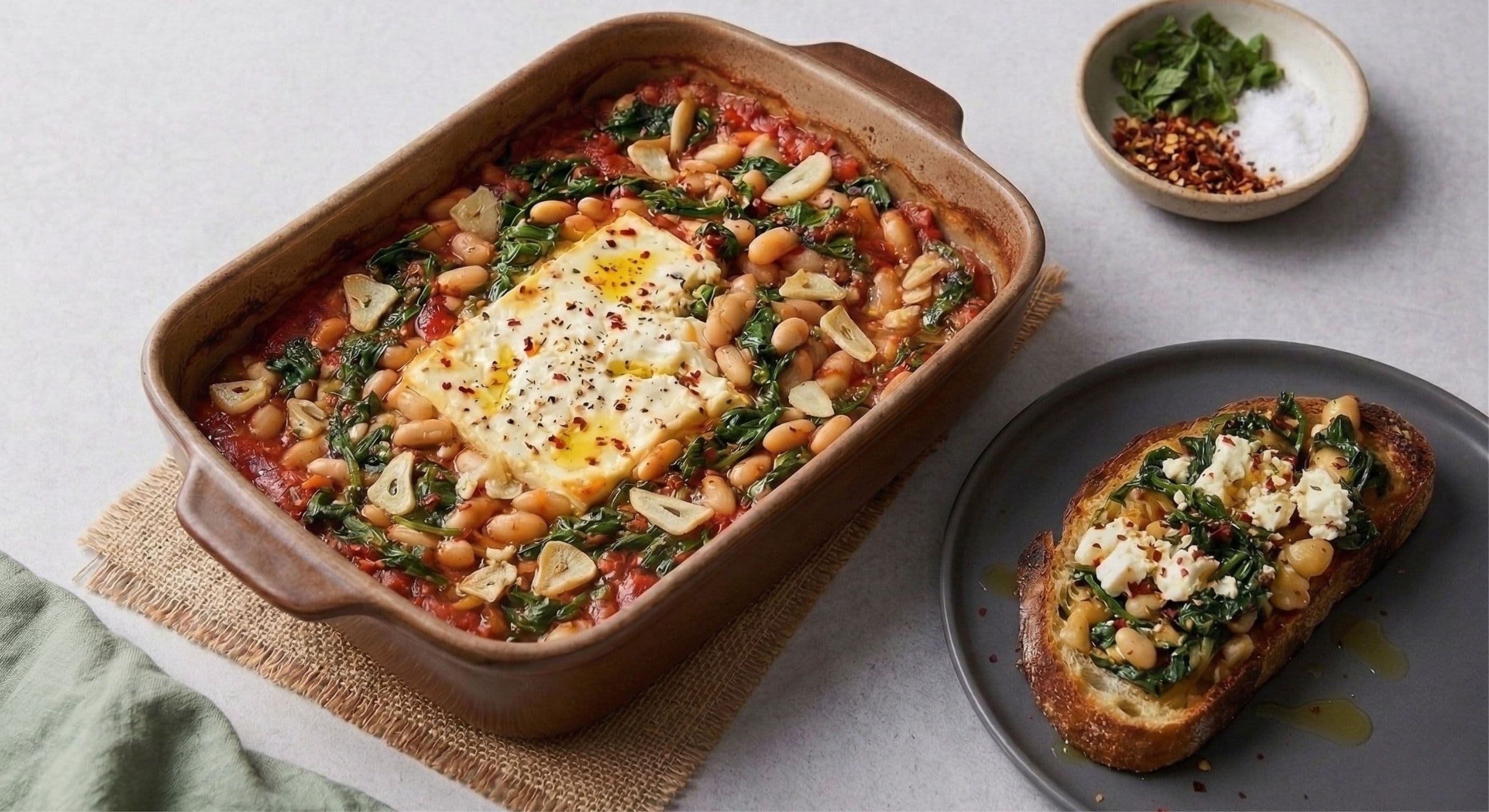 Empirme Fasulye ve Feta Peynirli Fırın Yemeği